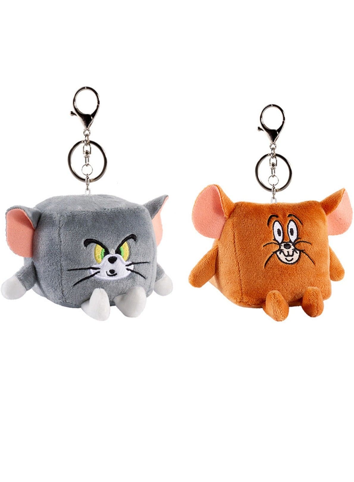 2-Piece Tom-Cat with Jerry-Mouse Stuffed Plush Toy Backpack Shoulder Bag Accessory Stuffed Animal Keychain Birthday Gift for Girls and Boys(8cm-Deformation Style)