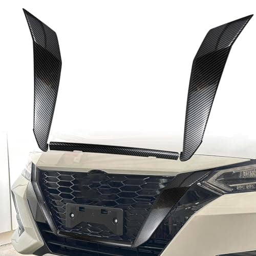 KEEGTBOX 3 PCS Front Grill Frame Cover Trim Compatible with Nissan Sentra S SV SR and Premium Sedan 2020 2021 2022 2023 Front Grille Trim Carbon fiber Accessories (Carbon fiber style)
