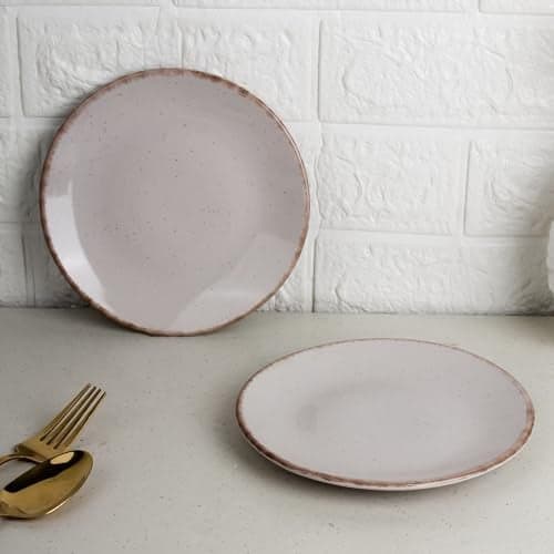 The Earth Store Glossy Lavender Marble 7 Inch Ceramic Quarter Plates Set of 2 | Microwave & Dishwasher Safe Plate | Half Plate for Dessert, Snacks, Dinner | Snack Plates for Gifting, Daily Use