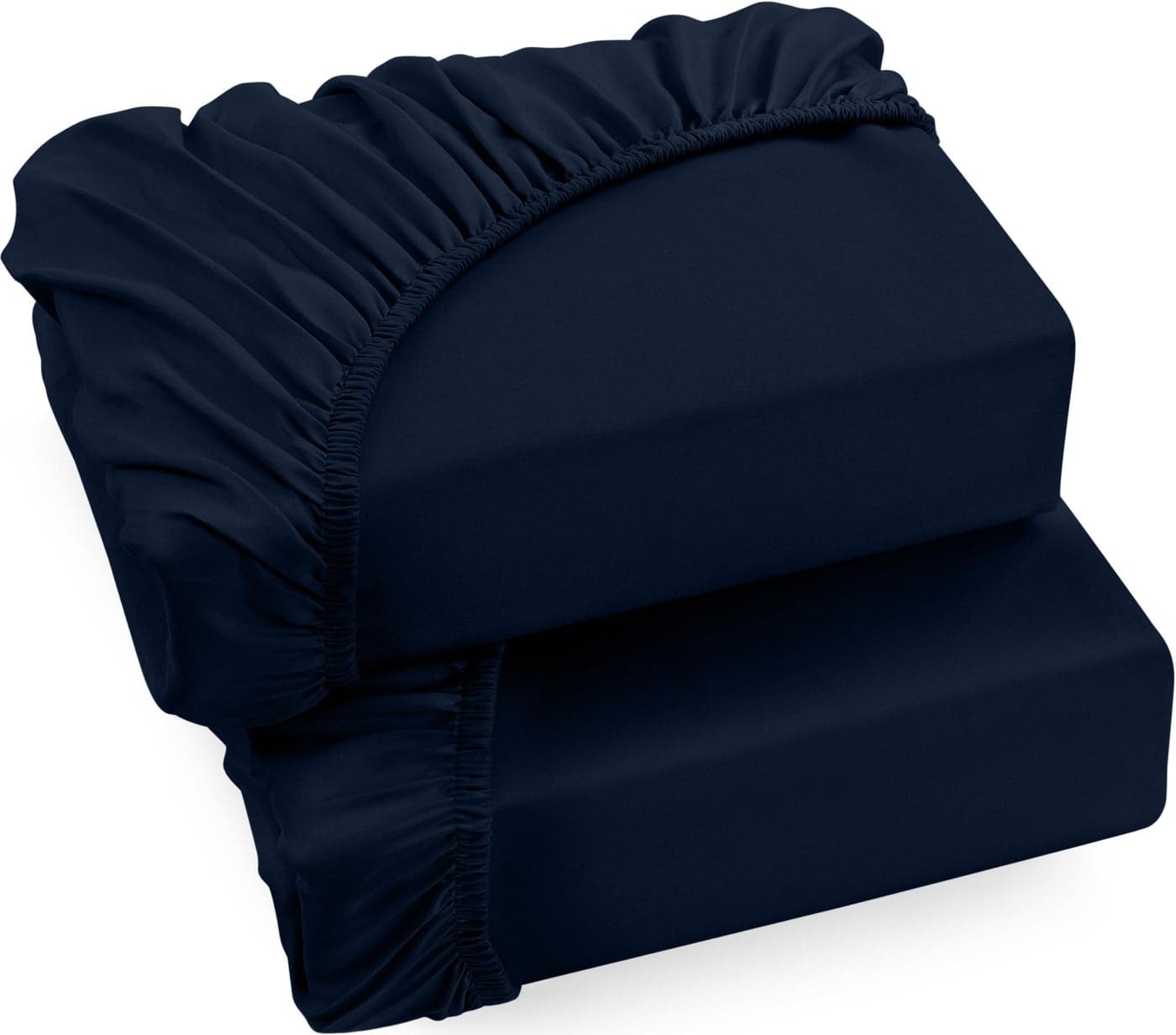 Utopia Bedding Fitted Sheet Single 2 Pack Navy Deep Pocket 14 inch 35 cm Easy Care Soft Brushed Microfibre Fabric Shrinkage and Fade Resistant Bottom Sheet