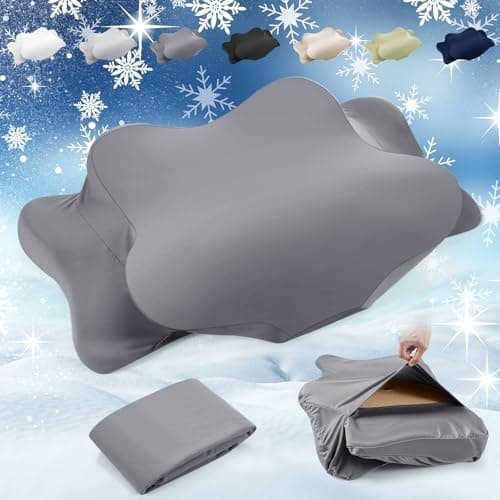 Hahafelt Cooling Cervical Pillowcase Cover with Envelope Closure (Only Pillow Case) Ergonomic Neck Pillowcase Smooth Soft Cool Pillow Cover for Side Back Stomach Sleepers(Dark Gray,Queen Size)