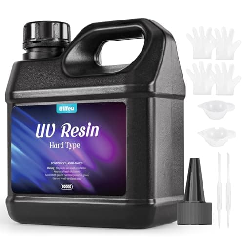 ULLFEU UV Resin Kit 1000g Bulk No Odor Upgrade Clear UV Epoxy Resin Hard Fast Cure Resin Kit Jewelry Making Handmade DIY Craft Decoration Coating
