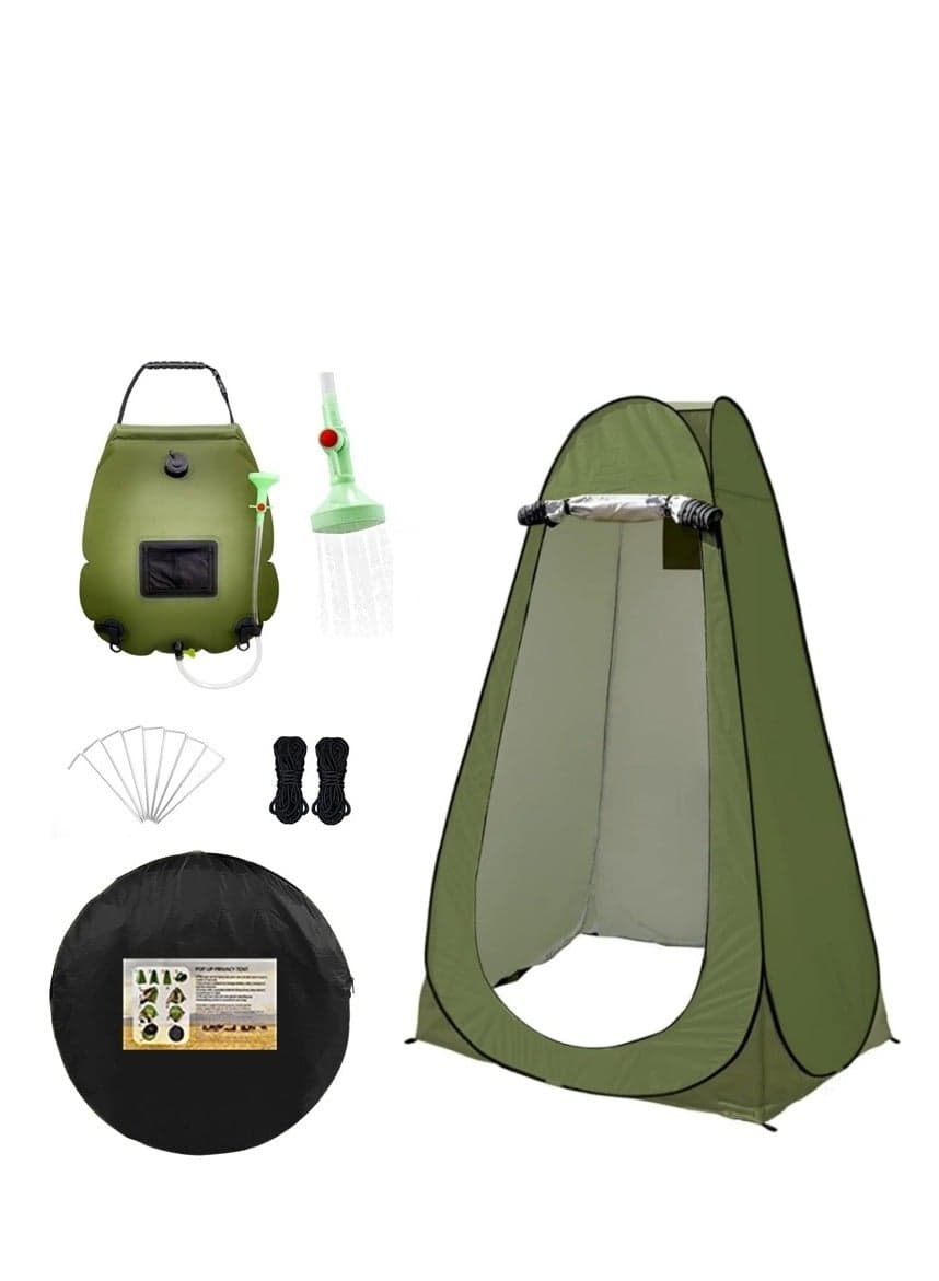 Solar Shower Tent Kit, Pop Up Privacy Tent Camping Shower Tent Kit Instant Pop Up Privacy, 5 Gallon Solar Shower Bag, Sun Canopy Beach Outdoor Camp Privacy Tent