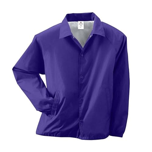 Augusta Sportswear Nylon Jacket/Lined-Rain-Ready, Water-Resistant Outerwear for Coaches & Outdoor Activities, Purple, Small