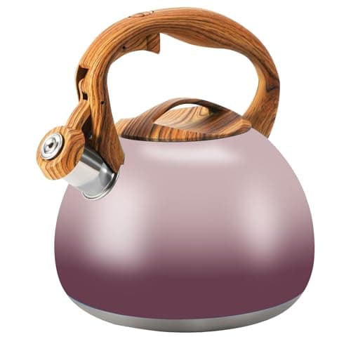Foedo Tea Kettle for Stove Top, 3.2QT Whistling Tea Pots with Wood Parttern Handle, Stainless Steel Teapot for Home and Kitchen (Purple Gradient)
