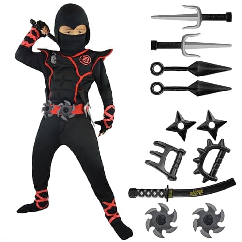 Spooktacular Creations Halloween Ninja Costume Black Ninja Outfit Set for Kids Halloween Costumes with Accessories for Boys Dress Up and Role Play Party Large 1012 yrs