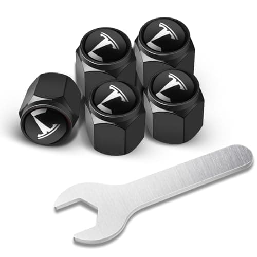 Tire Valve Stem Caps for Tesla Model 3Model SModel XModel Y Accessories5 Pack Copper Tire Valve Caps with Leakproof Rubber ORings Black