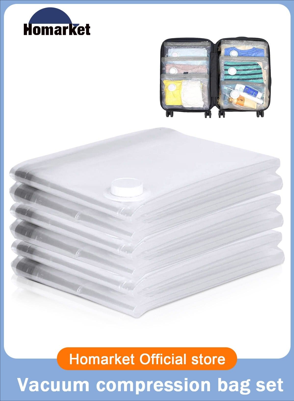 Premium Vacuum Storage Bags, 6 Pack 60X80CM Reusable Space Saver Bags for Clothes, Mattress, Blanket, Duvets, Pillows, Comforters, Quilt, Travel
