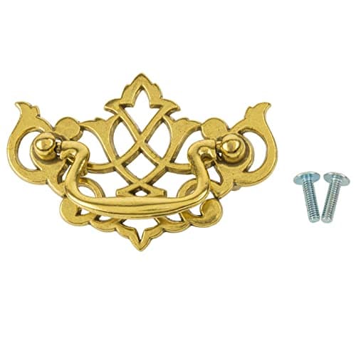 Queen Anne Chippendale Satin Brass Drawer Bail Pull | Centers: 2-1/2" | Handle for Antique Cabinet Door, Dresser Drawer, Desk | Furniture Reproduction Hardware | BP11-DB (1)