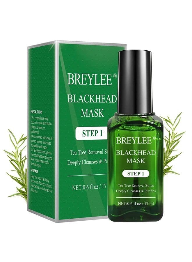 Blackhead Remover Mask, Tea Tree Oil Blackhead Pore Strips Mask Blackhead Removal Strpis Nose Strips Peeling Mask Deep Cleansing(17mL, 0.6 fl oz) (With 100 Pcs Strip Paper)