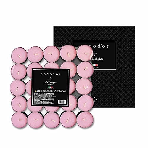 COCODOR Scented Tealight Candles/Tea Rose / 100 Pack / 4-5 Hour Extended Burn Time/Made in Italy, Cotton Wick, Scented Home Deco, Fragrance, Mother's Day