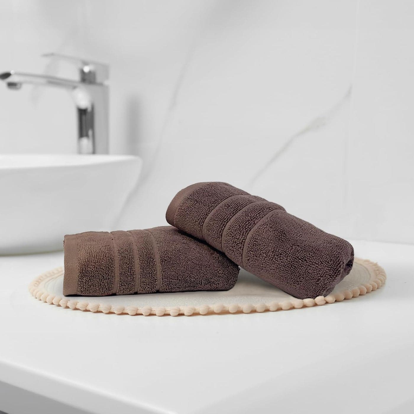 Sassoon Artemis Egyptian 2 Piece Cotton Hand Towel | 40x60 cm | Walnut