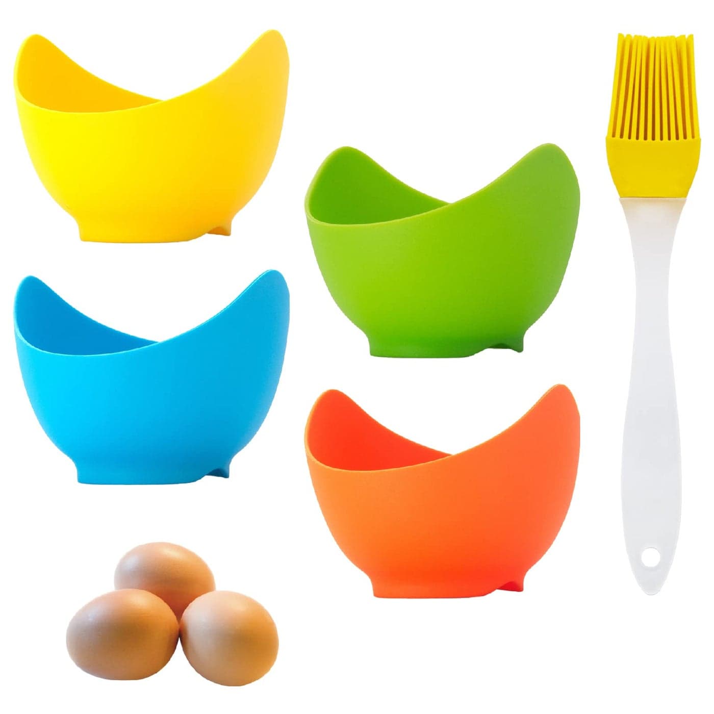 4 Pack Egg Poacher BPA Free Silicone Egg Poachers Egg Cups for Air Fryer Thickened Stable Egg Cooker with Extra Oil Brush