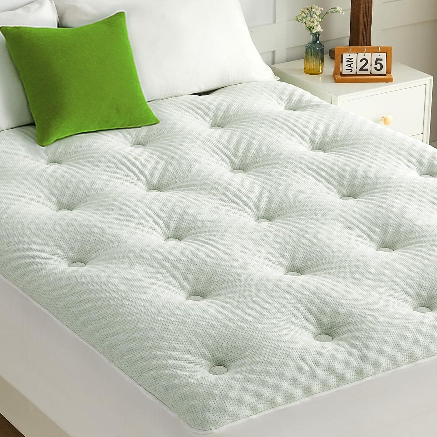QUIETSEA Reversible Twin Mattress Topper Egg Crate Memory Foam Mattress Topper Bamboo Viscose Mattress Pad Twin Noiseless Waterproof Mattress Cover with Deep Pocket Stretches up to 21 39 x 75