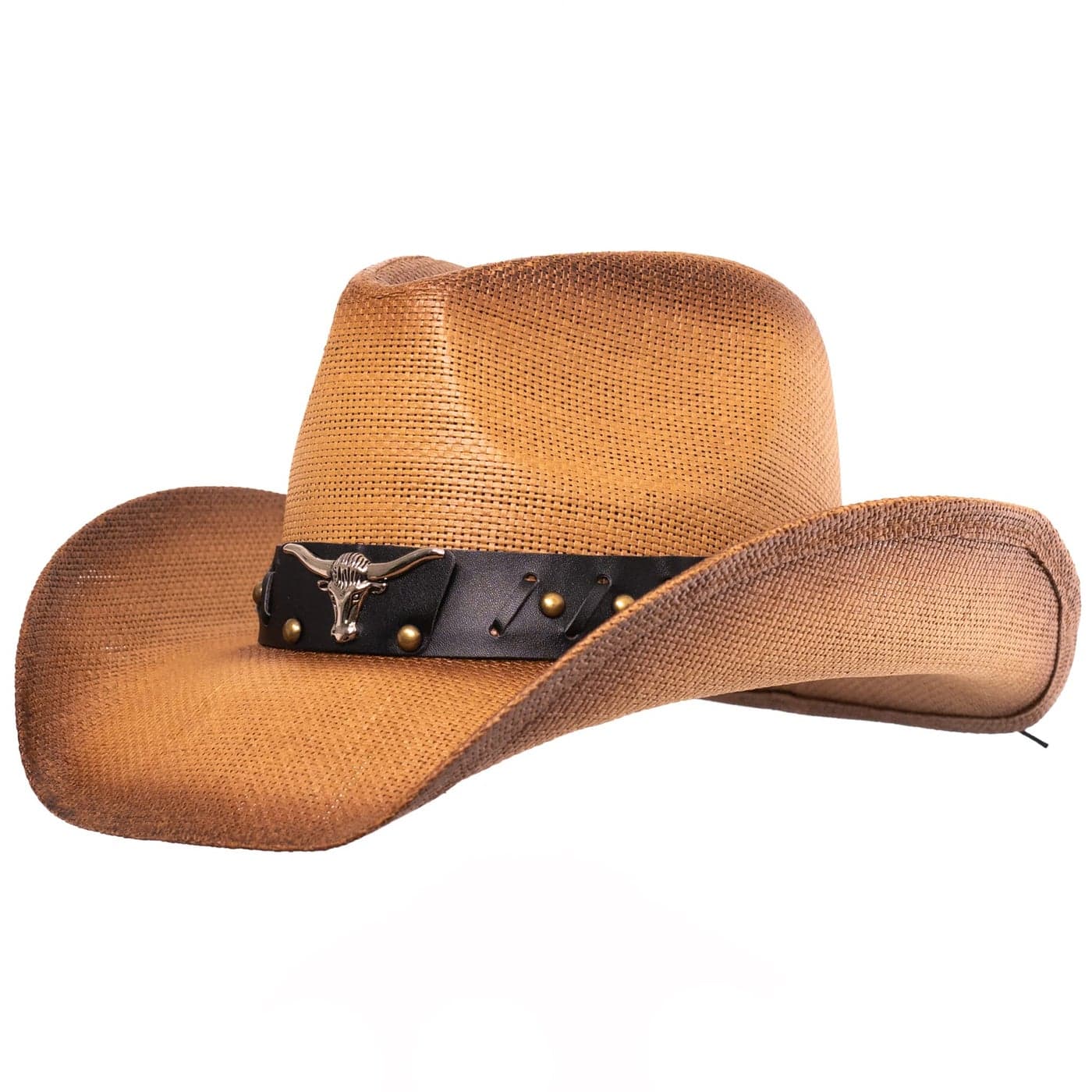 grinderPUNCH Western Outback Cowboy Hat Men's Women's Style Classic Straw Western Cowgirl Hat (US, Numeric, 6 3/4, 7 3/8, Brown)