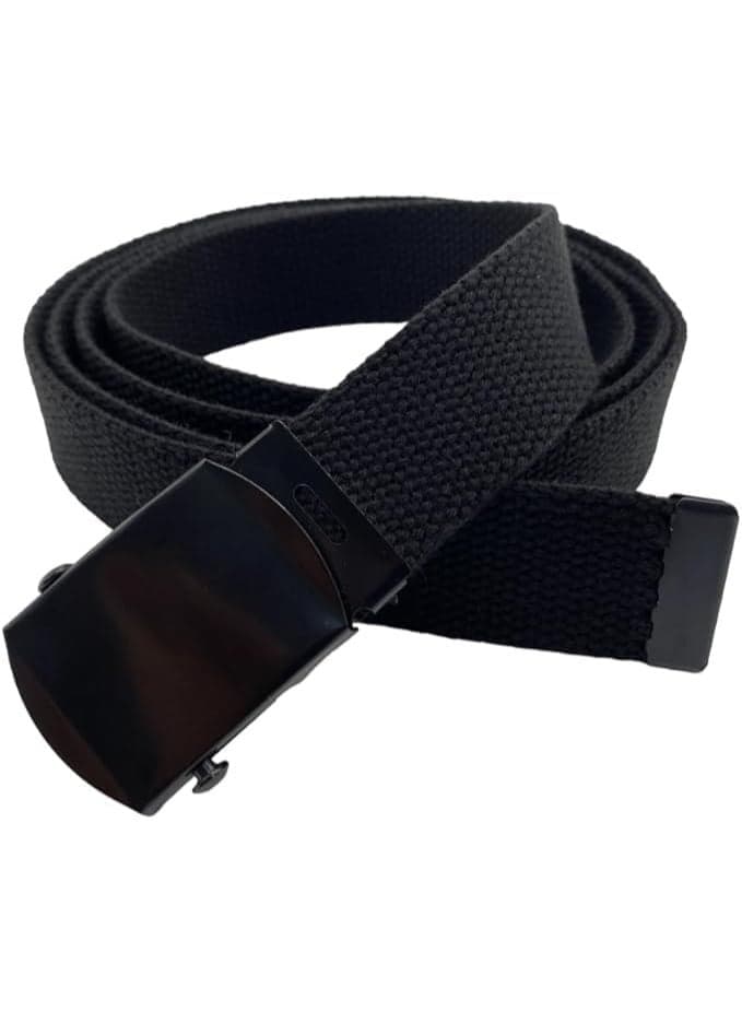 Canvas Web Belt Military Belt Golf Belt Standard Duty Belt with Black Buckle and Tip 50" Long Black Buckle
