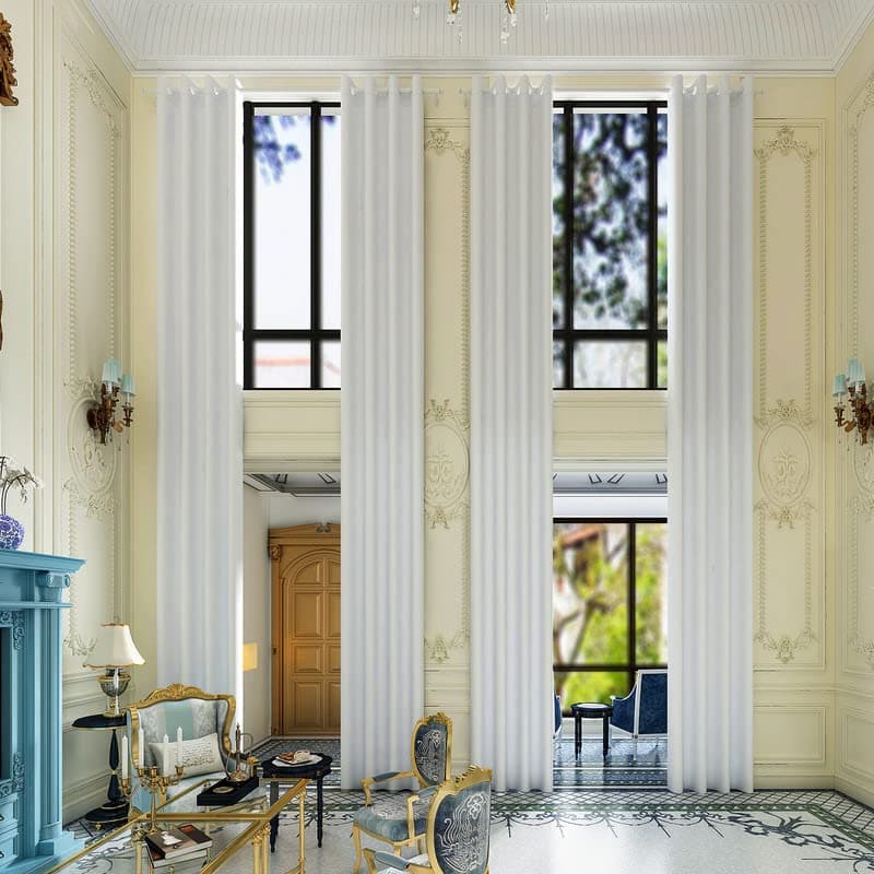 Extra Long Blackout Curtains 2 Story High Living Room Drapes Tall Curtains for High Ceiling or Long Window 144 156 168 192 204 216 240 Inch 12ft20ft Length1 PanelGreyish White 52x192
