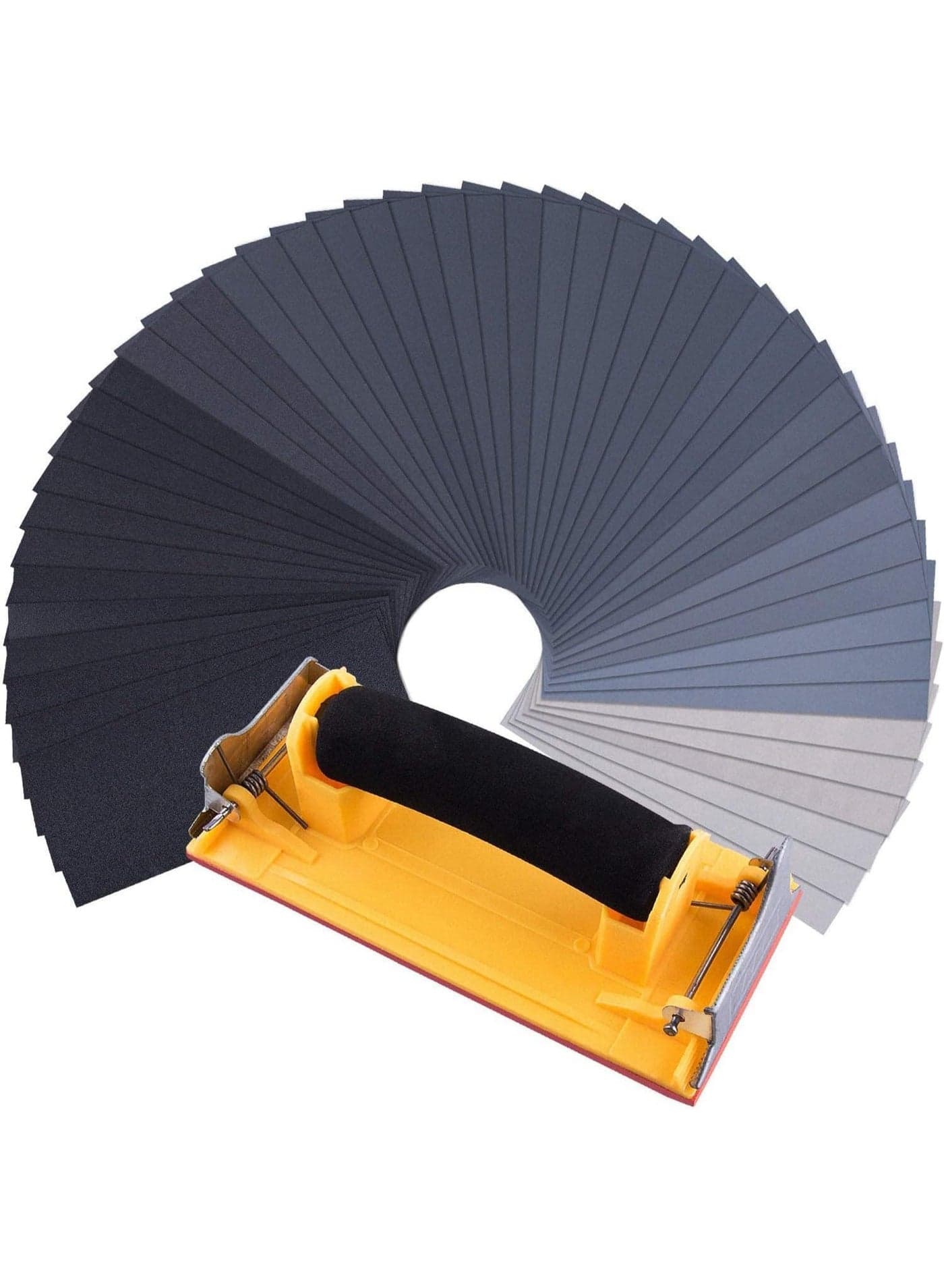48 Pcs Wet and Dry Sandpaper Set with Sanding Block, Abrasive Paper for Automotive, Wood, and Furniture Finishing, 120 to 7000 Grits, 9 x 3.6 Inches