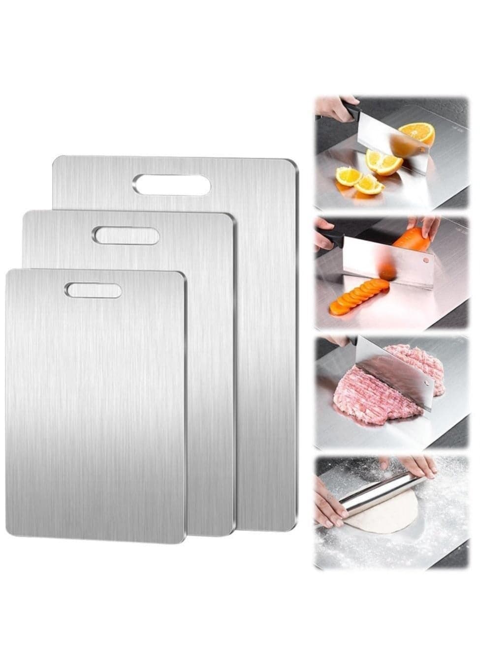 1 pcs Stainless steel Cutting Board, Stainless steel Cutting Boards for Kitchen, New Double Sided Food-Grade Board, Thick Cutting Board for Home Kitchen Cooking