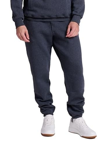 Russell Athletic Men's Dri-Power Closed-Bottom Sweatpants with Pockets, Black Heather, Large