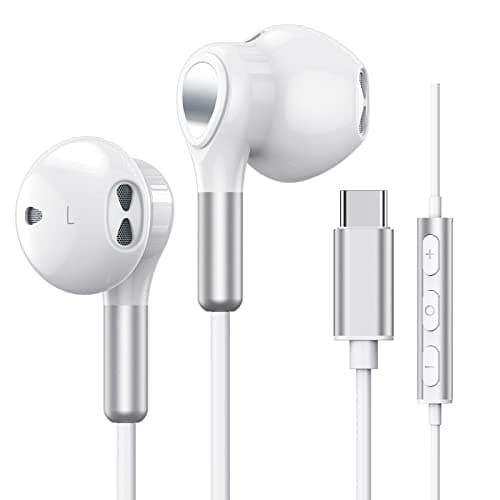 USB C Headphones for Samsung Galaxy S26 S25 S24 S23 S22 S21 S20 A56 A17 A16 Wired USB C Earbuds with Mic Volume Control Earphones USB Type C Headphones for iPhone 17 16 15 Pro Max Plus iPad 10 Pixel