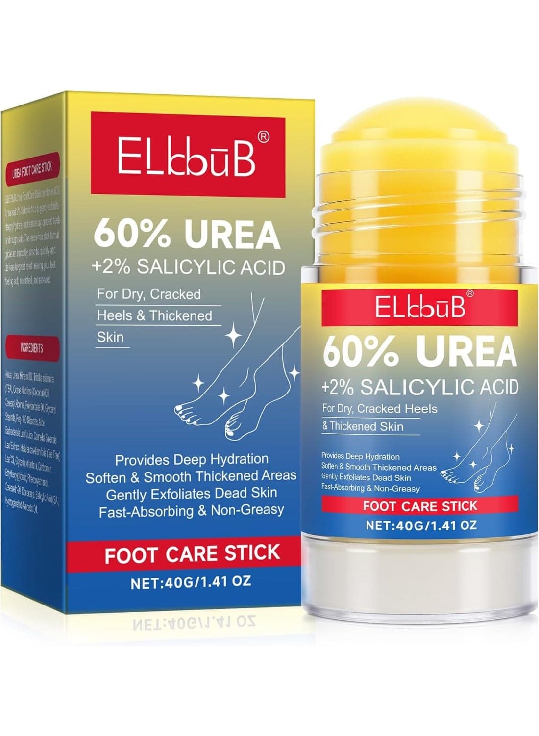 NIKITA.VIVI 60% Urea Foot Care Stick Plus 2% Salicylic Acid for Dry Cracked Feet & Hands, Heels Hands Repair Treatment Urea Cream, Moisturizes & Remove Callus, Corns Dead Skin & Softens Toenails Balm