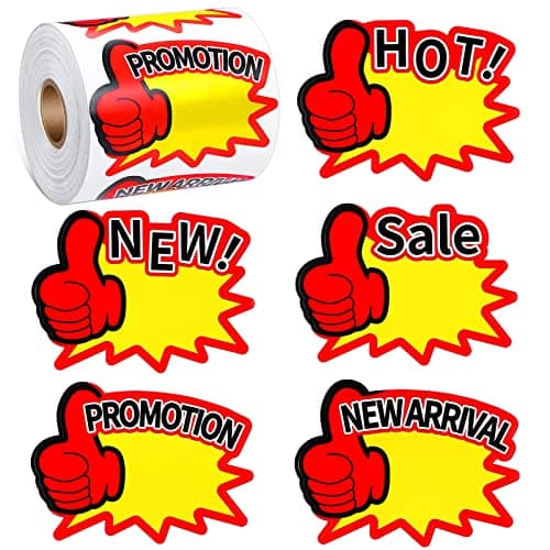 Tinlade 500 Pcs Starburst Signs Price Stickers 2.8 x 3.5 Inch Self Adhesive Price Tags Blank Garage Sale Stickers Writable Retail Sold Tags for Business Garage Yard Sale