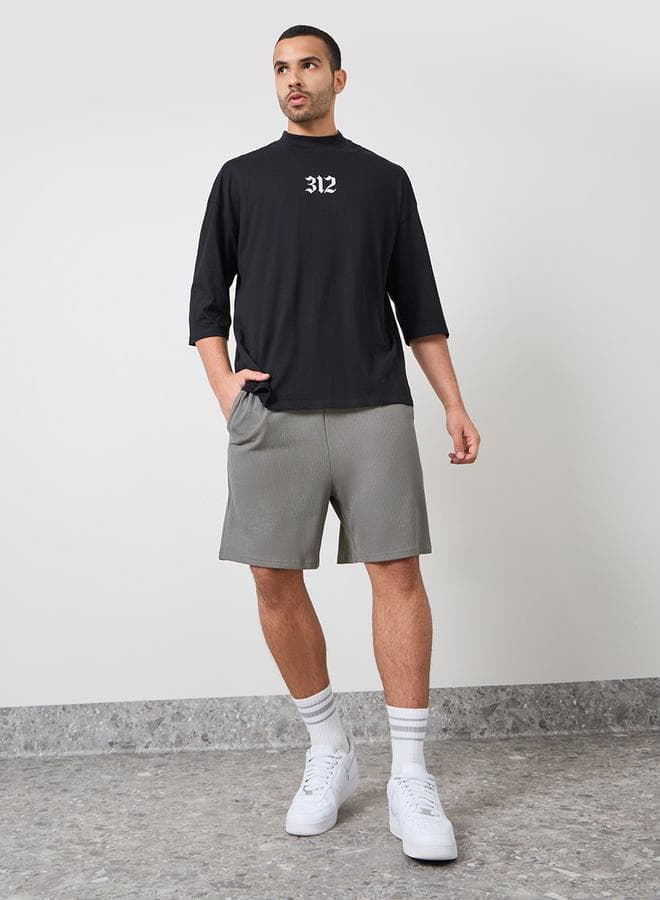 Regular Fit Waffle Jacquard Knitted Shorts