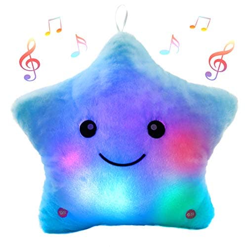 BSTAOFY 13 Creative LED Musical Glow Twinkle Star Lullaby Light up Stuffed Animal Toys Soothe Kids Emotions Birthday Christmas for Toddlers Kids Blue