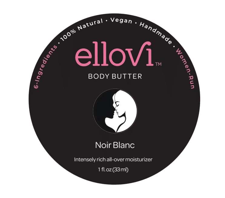 Ellovi AllNatural Unisex Body Butter Noir Blanc Pure Enough to Eat Made With Just 6 Vegan Ingredients 100 PlantBased Hydrating Moisturizer For Naturally Healthy Skin 1 fl oz33ml