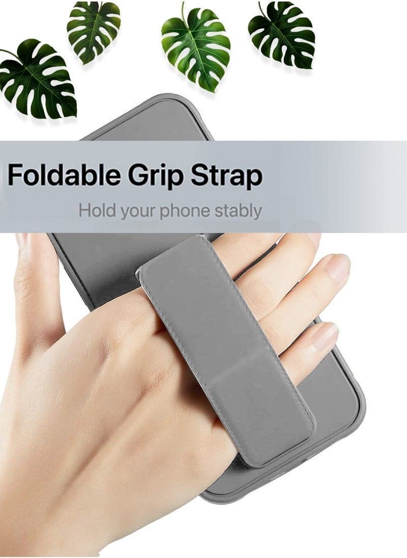 Honor X5b / X5b Plus / X5b+ 4G 2024 Hand Grip Foldable Magnetic Kickstand Wrist Strap Finger Grip with Built-In Iron Case Cover – Grey, Shockproof, Multi-Function, Durable Protection, Ergonomic Design for Honor X5b Series