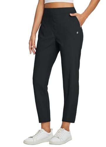 baleaf Womens Black Pants Travel Petite Dress Pants with Zipper Pockets Golf Pants Stretch Ankle Work Business Casual XS
