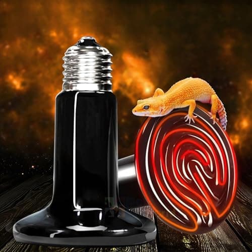 VAYINATO Reptile Ceramic Heat Emitter Lamp | No-Light Heating Bulb for Lizards, Snakes, Tortoises | Long-Lasting Heat Source for Terrariums & Vivariums | Silent & Safe (Black) (150W)