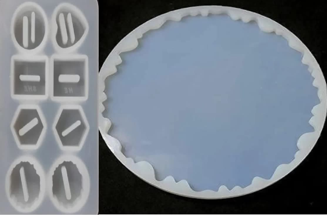 BRIGHTAIL INFRA Silicone Resin Tray Mold 8 Inch Round Ring Platter with 1 Ring Holder Mold Serving Tray with Edge Circle Plate Epoxy Resin Casting Mold for DIY Faux Agate Tray Serving Coaster 8 in