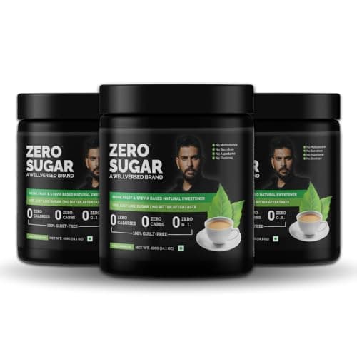 Wellversed Zero Sugar Zero Sugar (3X400G)|Stevia & Monk Fruit Sweetener|No Maltodextrin,No Aspartame|No Bitter Aftertaste|Sugarfree|Tastes Just Like Sugar|Ultra Low Gi Keto Sweetener|Natural Sweetener