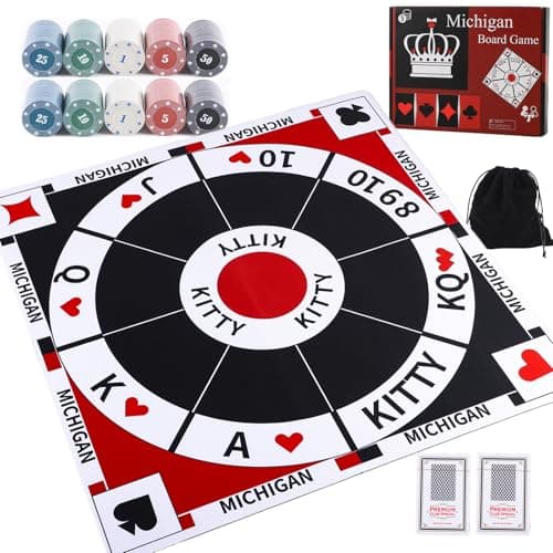 HOROW 236 Inches Tripoley Game Tripoli Board Game AntiSlip MatCombination of Michigan Rummy Hearts and Poker200 Pokers2 Boxes of Cards1 Storage Bag