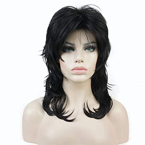Aimole Shaggy Layered Wig Shoulder Length Womens Wig with Hair Bangs Premium Synthetic Hair Wig for Women Darkest Brown
