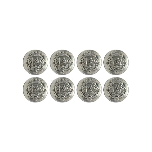 Ani Accessories 3D Royal Shank Metal Button for Jacket Blazer Suits DIY Art & Crafts (8 Pcs Small, Shiny Silver Royal)