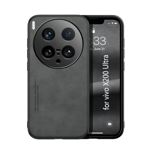 Kepuch Silklike Case Compatible for Vivo X200 Ultra Magnetic Holder Builtin Metal Plate Cover Bumper Black