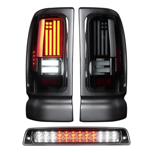 Tresound LED Tail Light 3rd Third Brake Cargo Lamp for Ram 1500 19942001 for Ram 2500 3500 19942002 High Mount Stop Light Rear Taillight Assembly 55055264AC 55055265AC