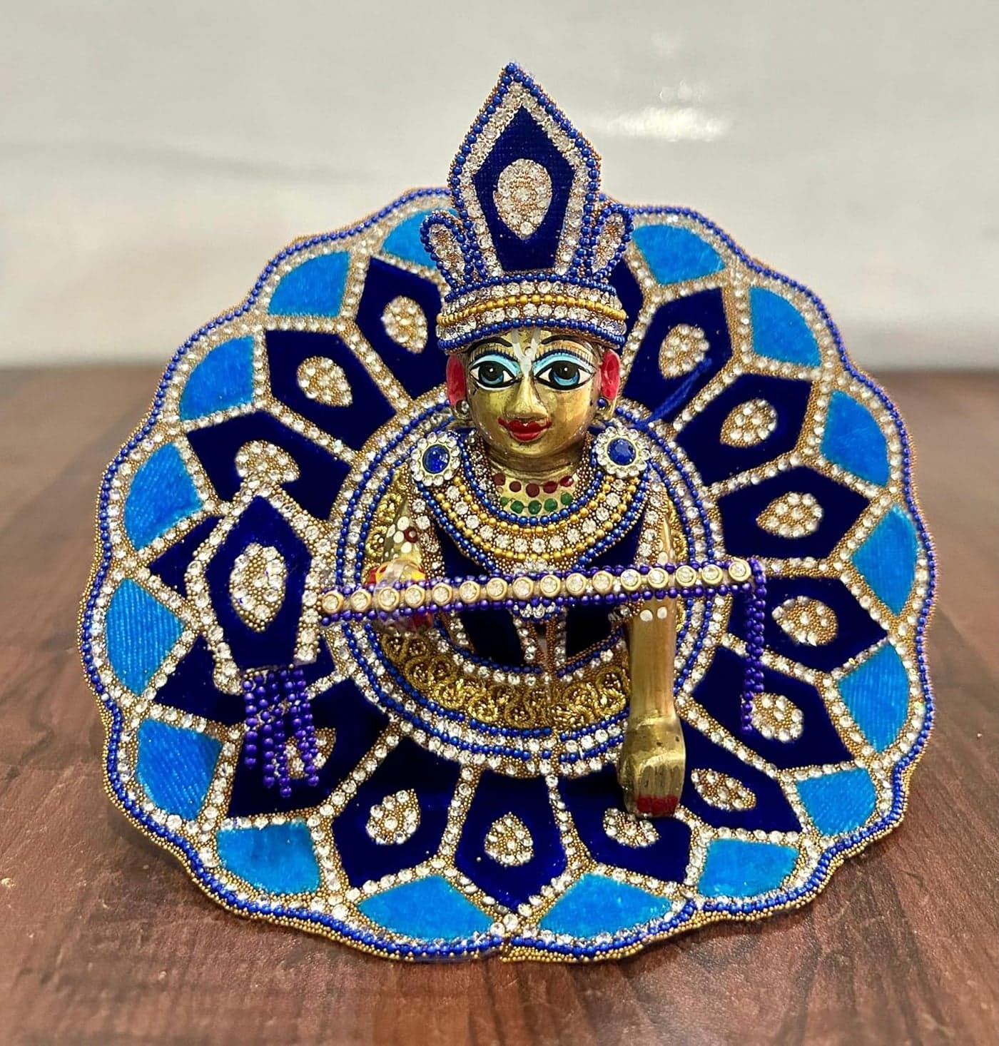 Cotton Radhkrishna Creation Fancy Laddu GopalKrishna JiThakur JiKanha JiGovindaBal Gopal Er Dress Poshak Sky Color Full Combo Set With Bansuri Mala 2No 6 Inch Fantasy