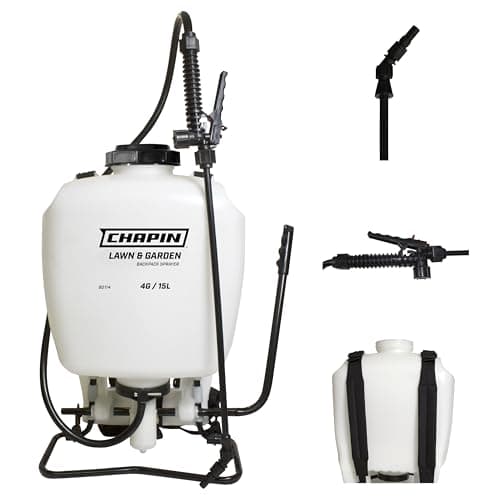 Chapin 60114 Backpack Sprayer, 4‑Gallon Pump Sprayer, Translucent Poly Tank, 3‑Stage Filtration, Adjustable Poly Cone Nozzle & 20" Wand for Lawn & Garden Weed, Pest & Fertilizer Applications
