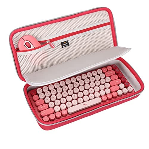 Aproca Red Hard Travel Storage Carrying Case for Logitech POP Keys Mechanical Wireless Keyboard and POP Mouse/Keychron K2 Keyboard