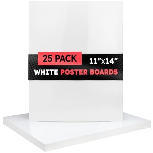Hygloss Medium Poster Board 11x14 25 Count Bulk Pack 10 Pt Thickness White Poster Board Paper for Projects Presentations Displays Signs Crafts Blank Posterboard Multipack 11 x 14