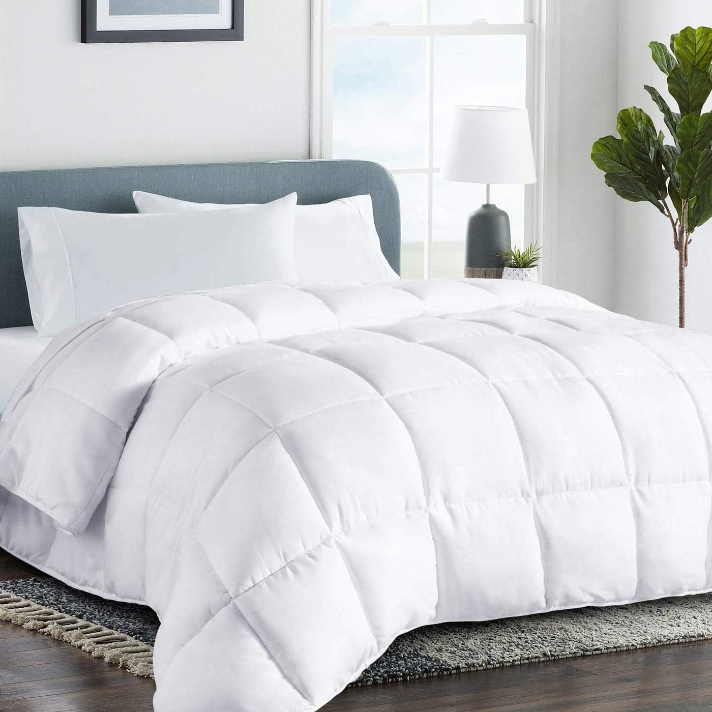 COHOME Queen Size Cooling Comforter Down Alternative Duvet Insert with AntiClump Tech 8 Tabs AllSeason Reversible Luxury Hotel Bedding Gifts for WomenMen White 88x88