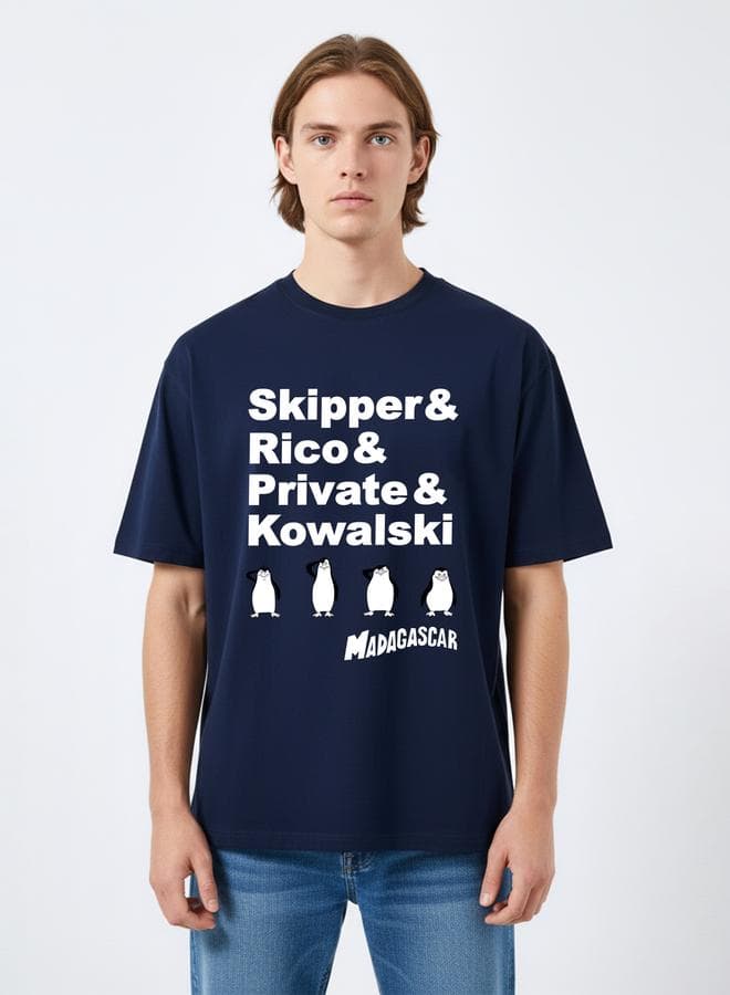 Madagascar Men Navy Blue Graphic Print T-Shirt