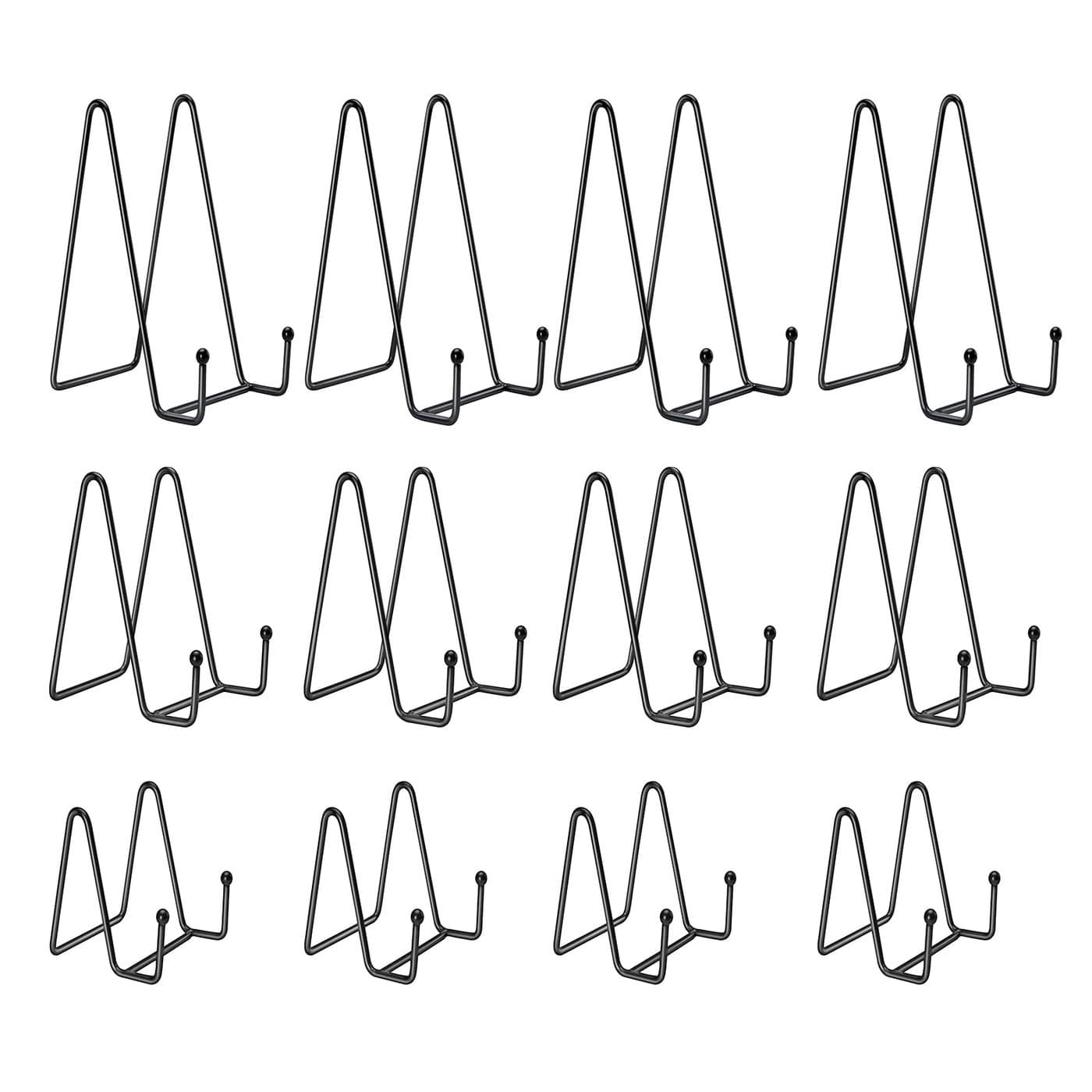 Kruodop 12 Pack Plate Stands for Display 6 Inch 4 Inch 3 Inch Plate Holder Display Stand 3 Size Metal Frame Holder Stands for Book Pictures Photo Easel Tabletop Art