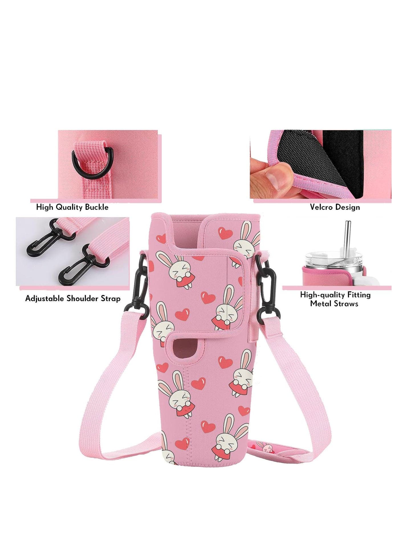 40oz Bucket Water Bottle Tote Bag Strap Bag with Adjustable Strap Personalized Accessories for Cup