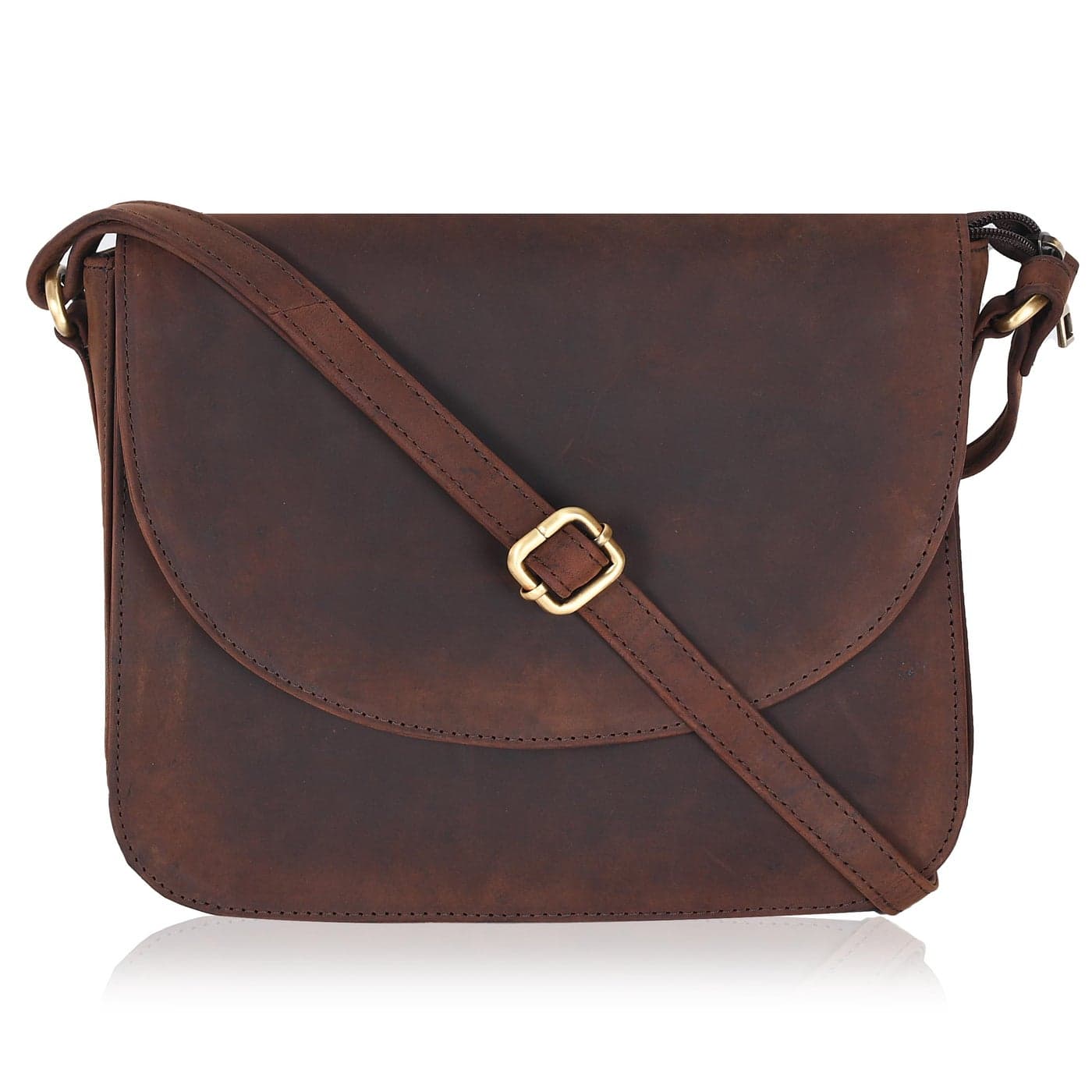 Ozora Handmade Leather Crossover PurseBag for Women with Adjustable Strap YKK Zippers Spacious Pockets