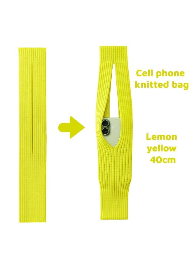 Knitted Stretch Phone Pocket Pouch with Short Strap, Universal Smartphone Handheld Sleeve, Lightweight Elastic Shockproof Phone Bag for Daily Travel Outdoor Gym Essentials